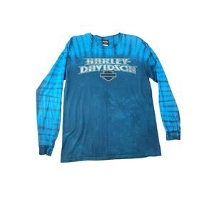 Harley-Davidson Men’s Large Teal Tie Dye Mile High Aurora, Colorado L/S Shirt